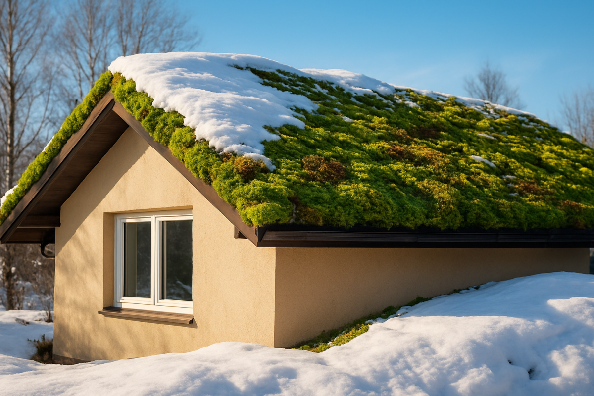 Toiture vegetalisée pour isolation hiver maison